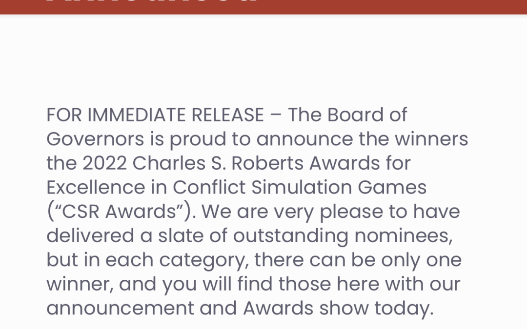 Charles S. Roberts AWARDS